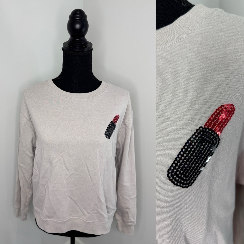 Bongo Lipstick Gray Crew Sweater (M)